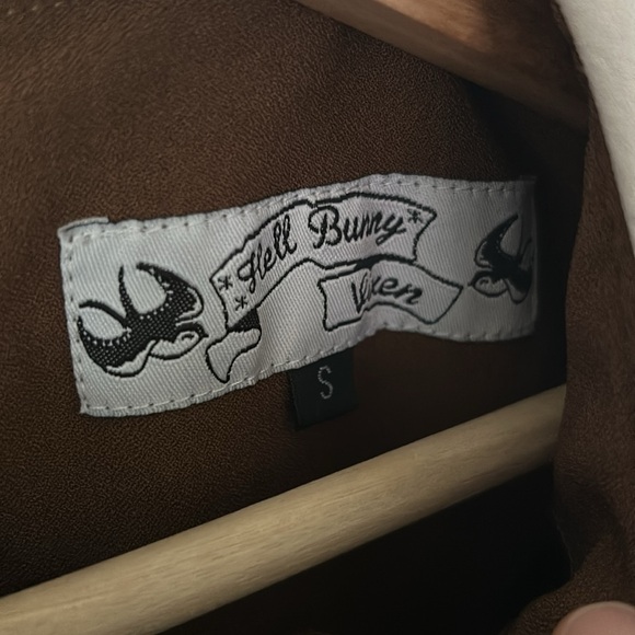 Hell Bunny Vixen Dress in Brown White Black Sz S White is Drab Trashy Diva - Picture 6 of 13